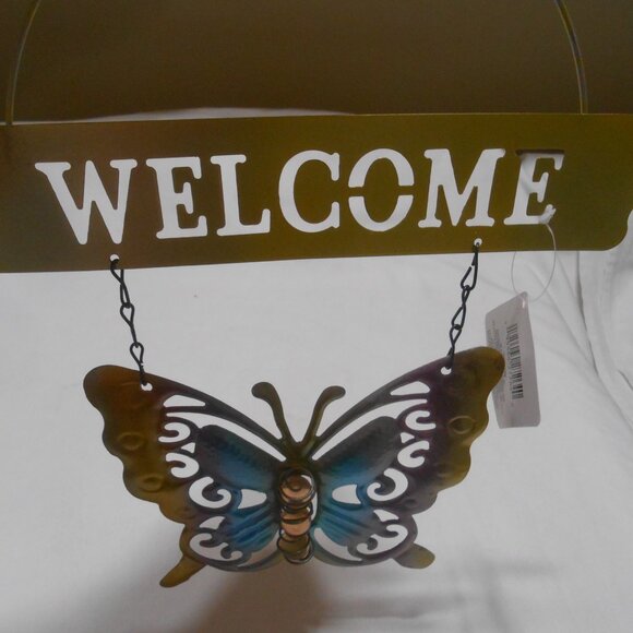 NEW Metal hanging WELCOME Sign Butterfly design Lawn Garden Patio Decor 🦋 - Picture 4 of 9